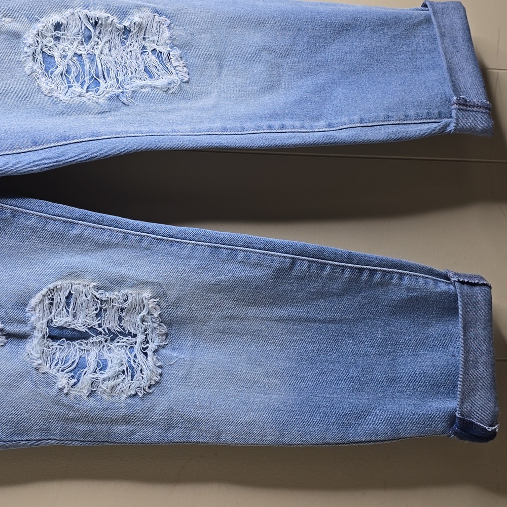 Women's Distressed Blue Weekend Crop Jeans 4/27 Vintage America - Picture 3 of 10
